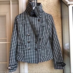 Jou Jou winter pea coat, green houndstooth, small